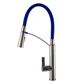 Змішувач для кухні TOPAZ SARDINIA 8817-H23-B-S Синій з гнучким виливом, лійка-душ
