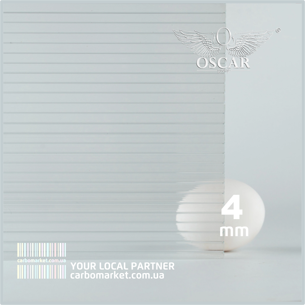 Сотовий полікарбонат 2100Х9000Х4 mm OSCAR Standard прозорий, фото 1