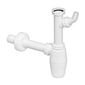 Сифон для раковини 1 1/4"х1 1/4" з відводом, пластик білий бутил VIEGA 326319