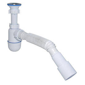 Сифон "Waterstal" 1 1/4 40/50 з гофрою під умивальник (А - 3202) нерж болт 8см(Розб.горловина)