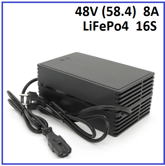 Зарядний пристрій Voltronic для LiFePo4 48V (58.4) 16S до 8A штекер 3-pin C13, фото 1