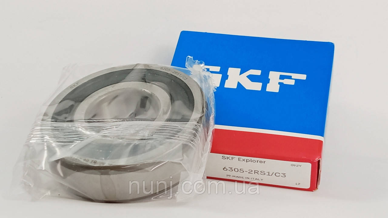 Підшипник 6305-2RS-C3 SKF (70-180305) розміри: 25*62*17 кульковий радіальний закритий, фото 1