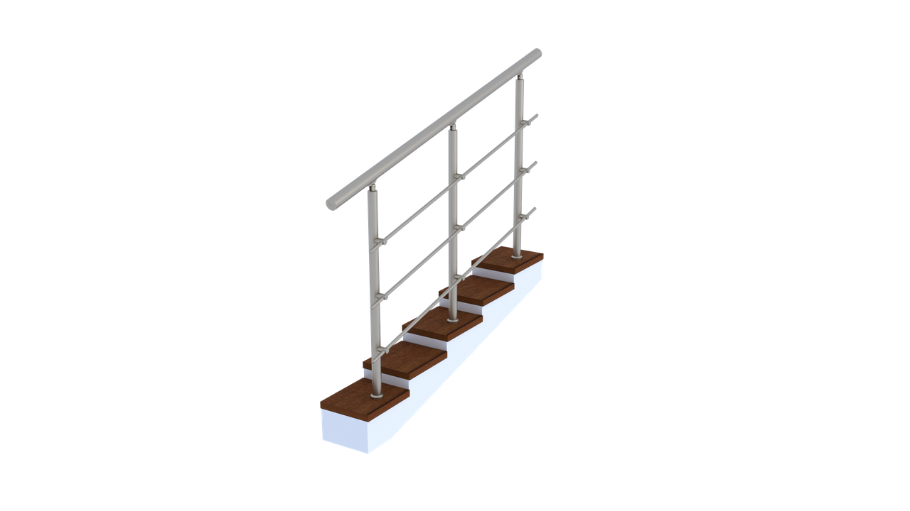 Комплект алюмінієвих поручнів з розбірними леєротримачами L 2 м на 3 леєра