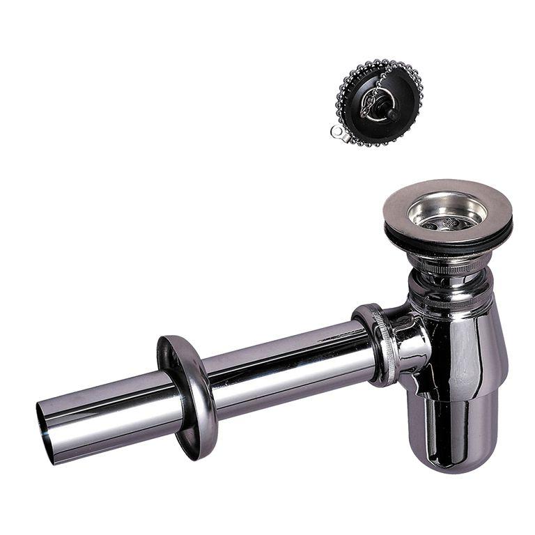 Сифон для раковини латунний з пробкою на ланцюжку 1¼"×Ø32мм Wirquin 9541203, фото 1