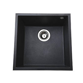 Гранітна мийка Globus Lux AMMER пiдстiльна, чорний металiк 440 х 440 мм - А0001