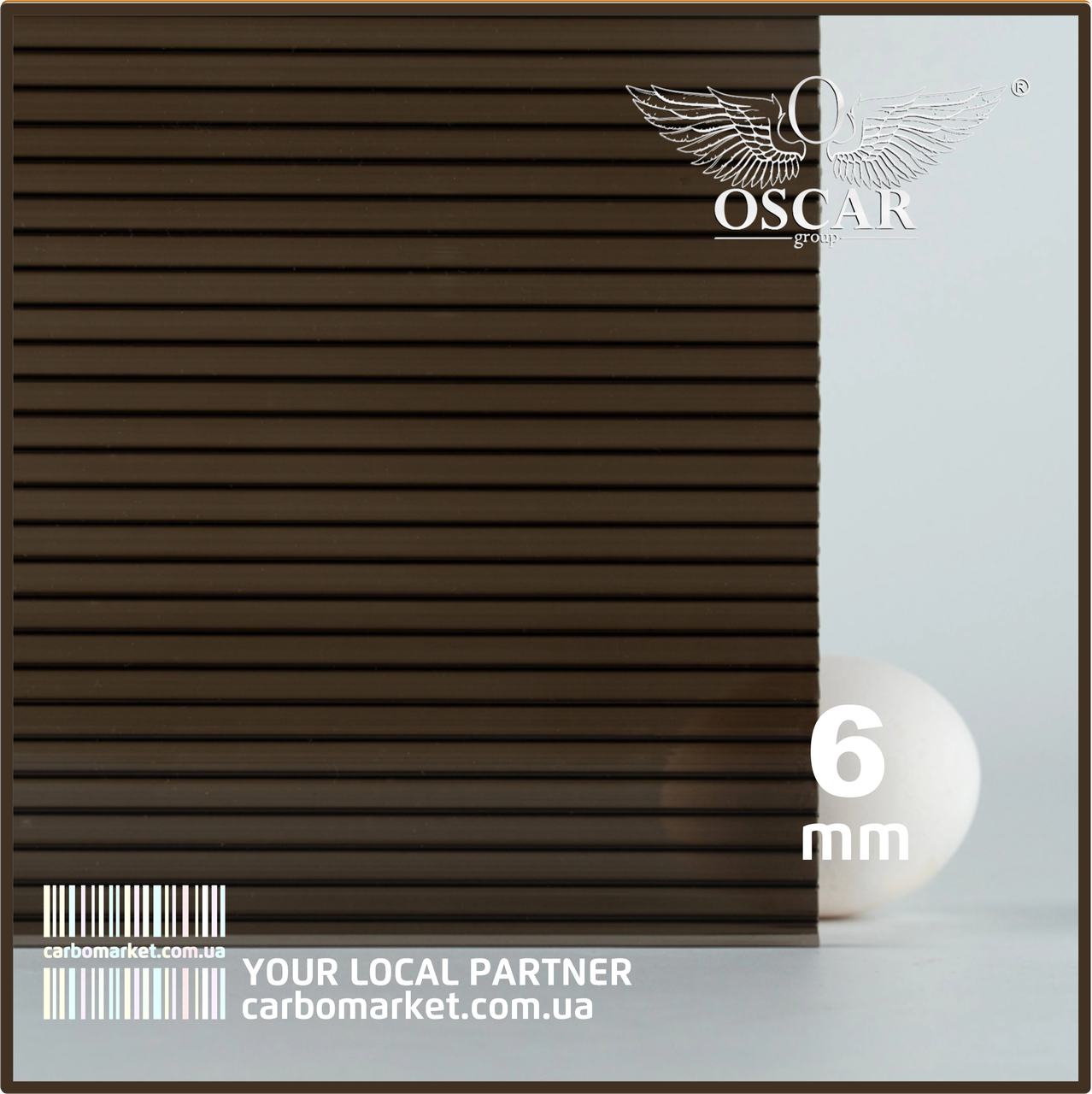 Сотовий полікарбонат 2100Х12000Х6 mm OSCAR Standard бронза, фото 1