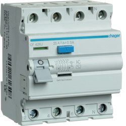 ПЗВ 4P 25A 300mA AC hager CF426J