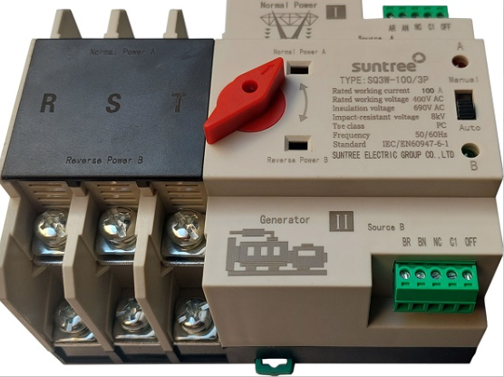 Реверсивний рубильник з мотор-приводом Suntree ATS SQ3W‑100/3Р 63 А I–II, фото 1