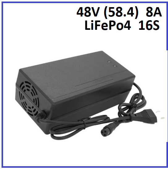 Зарядний пристрій Powermaster для LiFePo4 48V (58.4) 16S до 8A штекер 3-pin GX12, фото 1