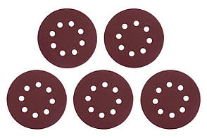 Круг шліфувальний на липучці Intertool 125 мм × Р220 з отворами, комплект 5 шт.