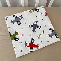 Пелюшка дитяча «Літачок» Фланель 100% бавовна, 80×110 см, гіпоалергенна, м'яка, білий колір, принт