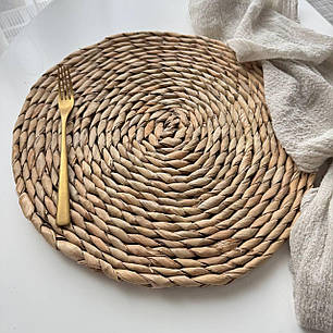 Підставка під тарілку кругла Серветка бежева сервірувальна Солом'яні підставки під тарілки, фото 1