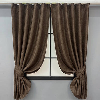 Комплект (2шт. 1,3х1,7м.) коротких штор з жакарду, колекція "Viva Marmo". Колір коричневий. Код 1783ш 35-0371