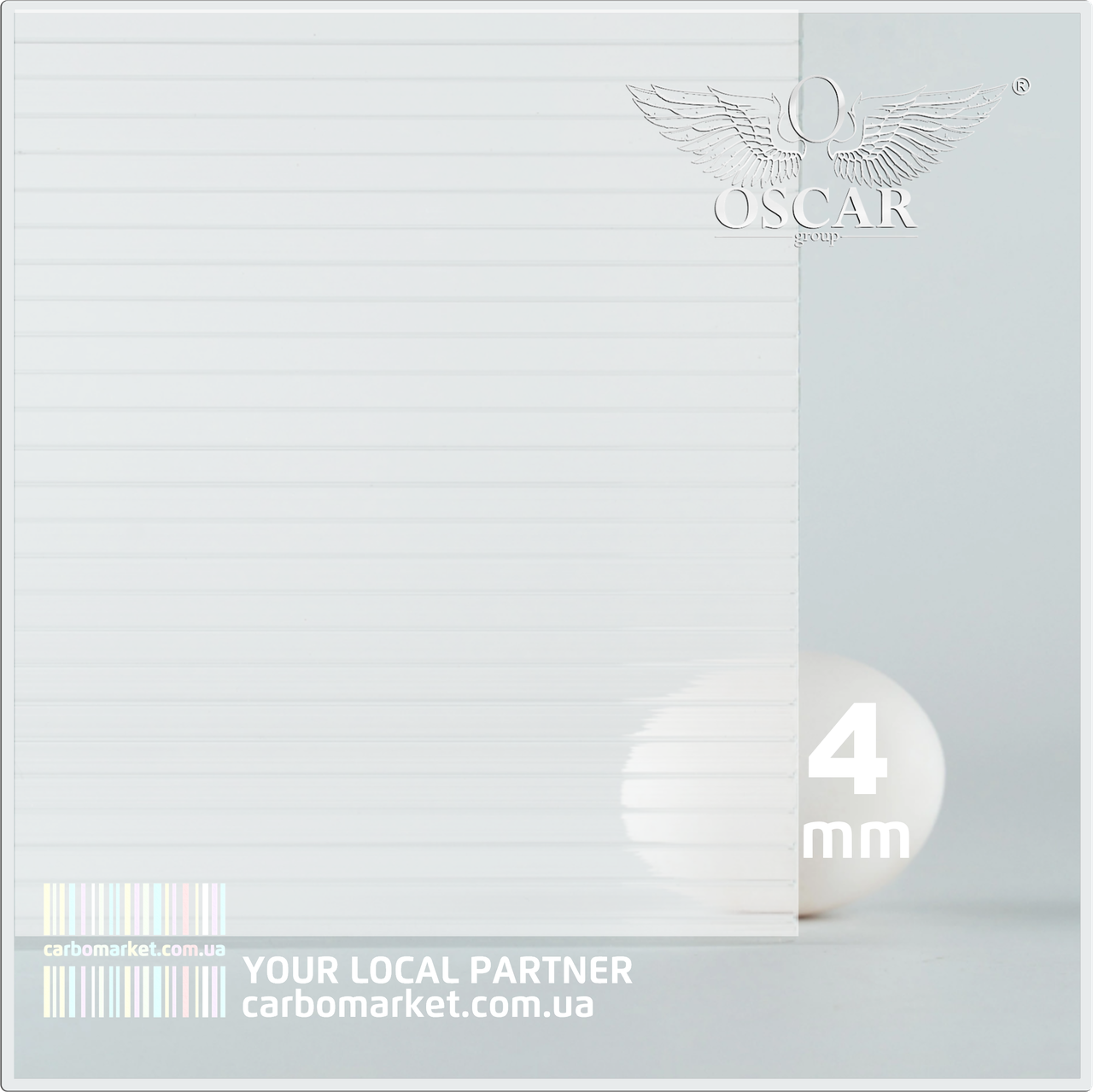 Стільниковий полікарбонат 2100Х6000Х4 mm OSCAR Standard білий (опал), фото 1