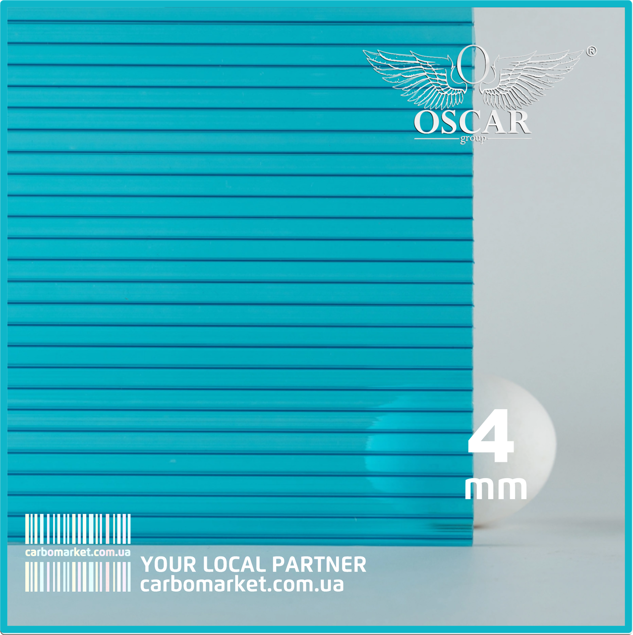 Сотовий полікарбонат 2100Х6000Х4 mm OSCAR Standard бірюзовий, фото 1