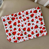 Пелюшка дитяча «Полуничка» Фланель 100% бавовна, 80×110 см, гіпоалергенна, м'яка, білий колір, принт