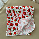 Пелюшка дитяча «Полуничка» Фланель 100% бавовна, 80×110 см, гіпоалергенна, м'яка, білий колір, принт, фото 2