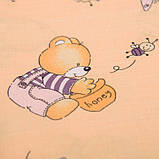 Пелюшка дитяча «Ведмежатко» Поплін 100% бавовна, 90×110 см, гіпоалергенна, м'яка, персиковий колір, принт, фото 2