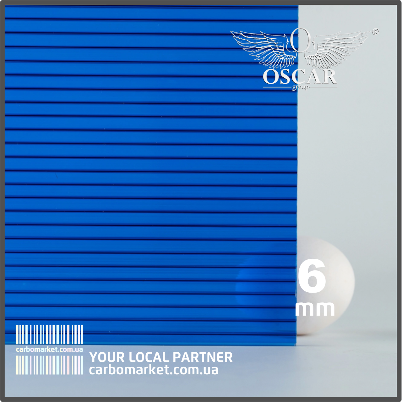 Стільниковий полікарбонат 2100Х3000Х6 mm OSCAR Standard синій, фото 1
