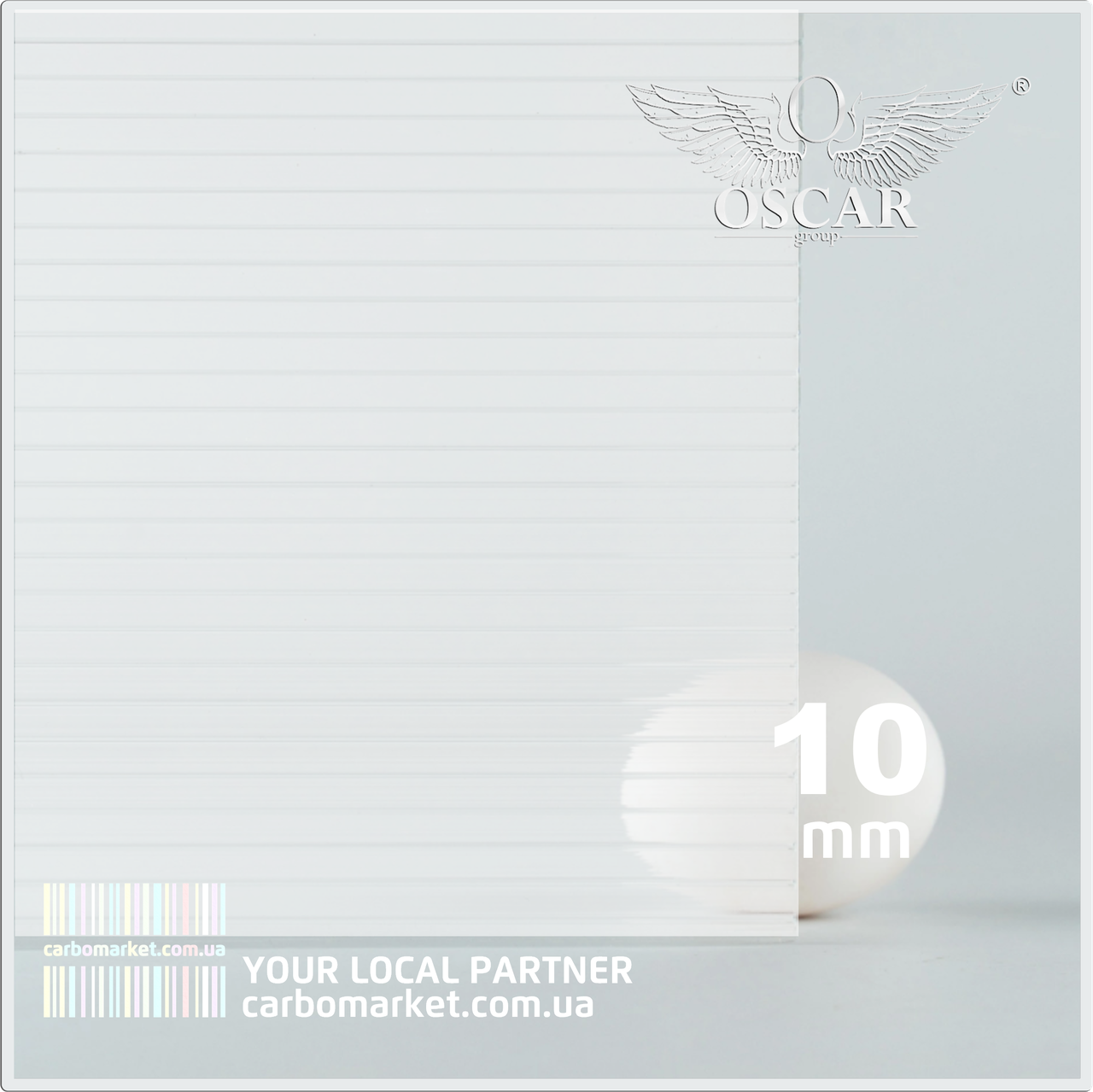 Стільниковий полікарбонат 2100Х6000Х10 mm OSCAR Standard білий (опал), фото 1