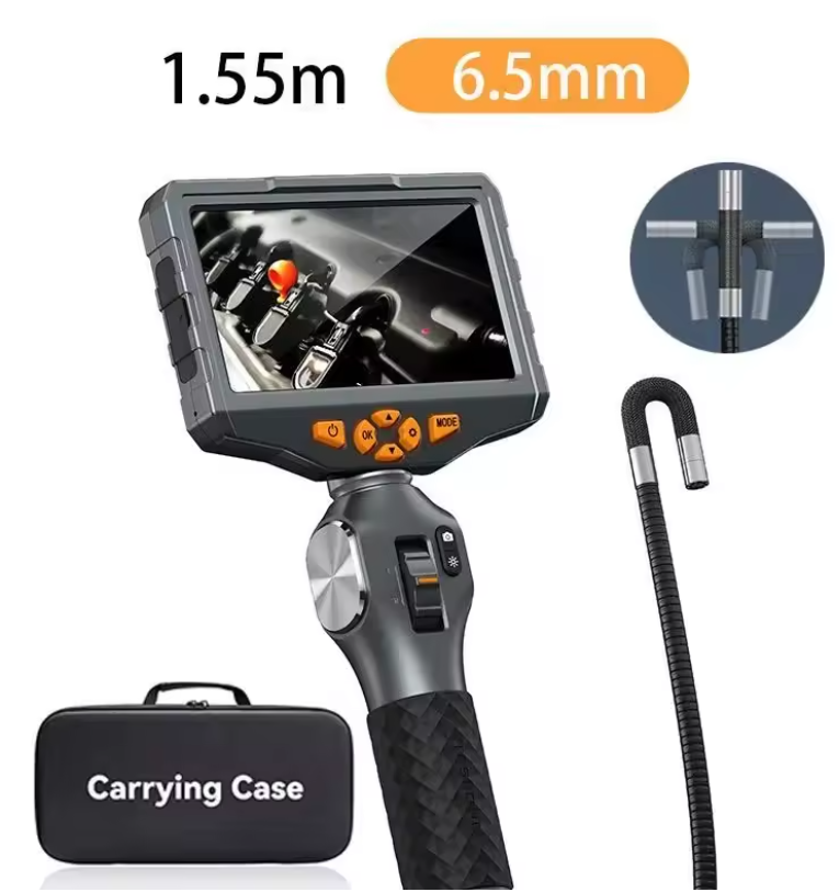 Відеоендоскоп з керованим зондом 360° 6.5мм 1.55м 5" IPS Full HD екран TESLONG TD500-1 (6.5), фото 1