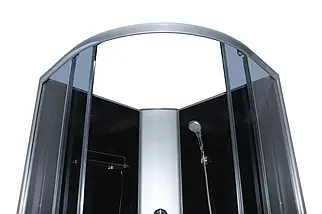 Душовий бокс KO&PO 6022 G 90х90х200 см на низькому піддоні без даху сатин скло тоноване розсувні двері, фото 5