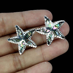 Перламутр срібні сережки пуссети, 0344СП