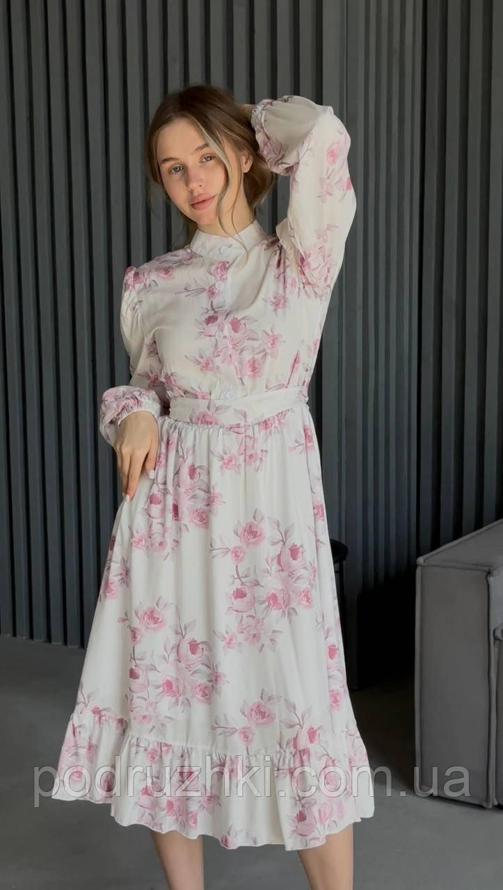 Стильна літня сукня зі штапелю з підкладкою розміри 42-46, 48-52, фото 1