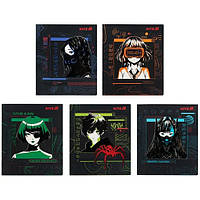 Зошит шкільний Kite 24 аркуша клітинка, гібридний лак + УФ лак Anime