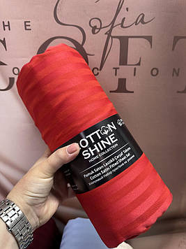 Простирадло на резинці 180x200+30 см з наволочками сатин страйп 100% бавовна однотонне Туреччина Cotton Shine