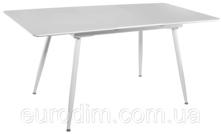Стол кухонный раскладной стеклянный с МДФ ультрабелый сатин DAOSUN DT 859s, фото 2