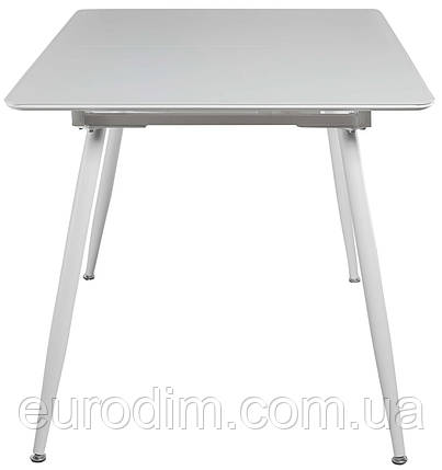 Стол кухонный раскладной стеклянный с МДФ ультрабелый сатин DAOSUN DT 859s, фото 3