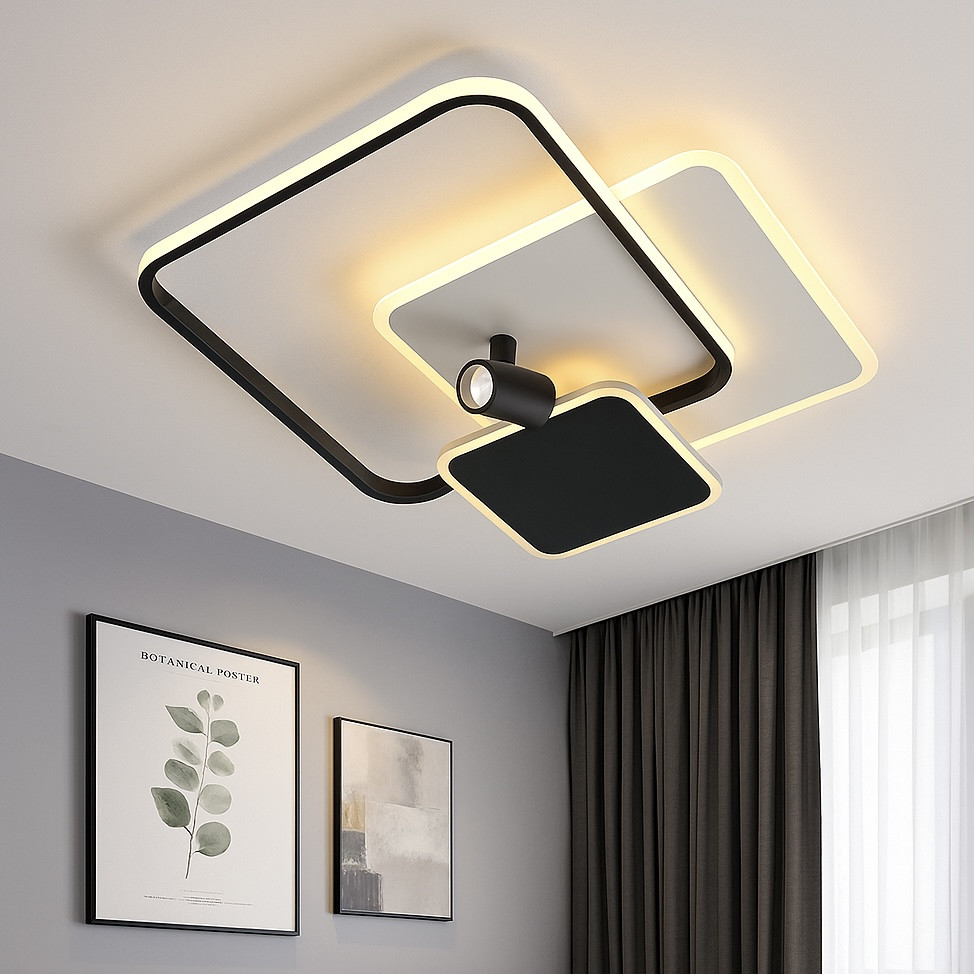 Квадратна Led люстра до 18 м² з пультом 95 Вт (ECLIPSE 3S WHITE/BLACK), фото 1