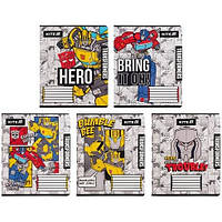 Зошит шкільний Kite 12 аркушів клітинка, гібридний лак + УФ лак Transformers