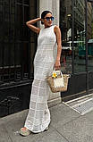 Ажурна пляжна довга біла сукня , в'язане плаття для пляжу з відкритою спиною, фото 3