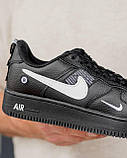 Чорні шкіряні чоловічі кросівки Nike Air Force  Демісезонні Найк аїр Форс, фото 8