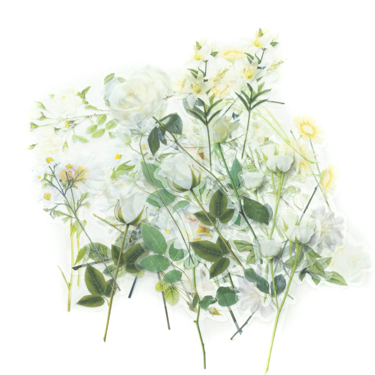 Висічки Наклейки Білі квіти 40 шт NKL145, фото 1