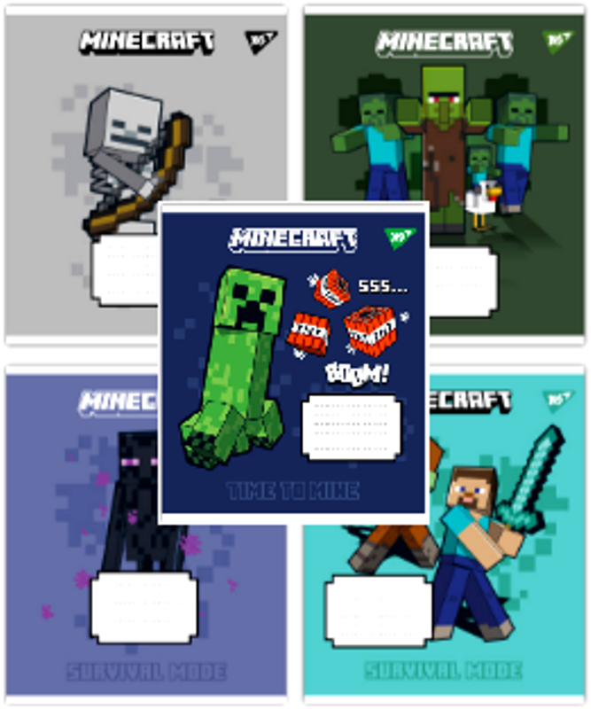 Зошит 12 аркушів,.коса лінія, YES "Minecraft Signs" 767558, фото 1