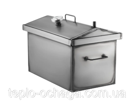 Коптильня гарячого копчення "L" сталь 1.5 мм, 2 яруси та 3 гачки, з термометром + подарунок