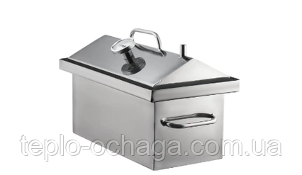 Коптильня гарячого копчення "S" неіржавка сталь 1.5 мм, два яруси та 3 гачки + подарунок, фото 1