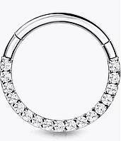 Пірсинг кільце клікер з камінням, сережки для пірсингу вуха, хелікса 8мм Срібло