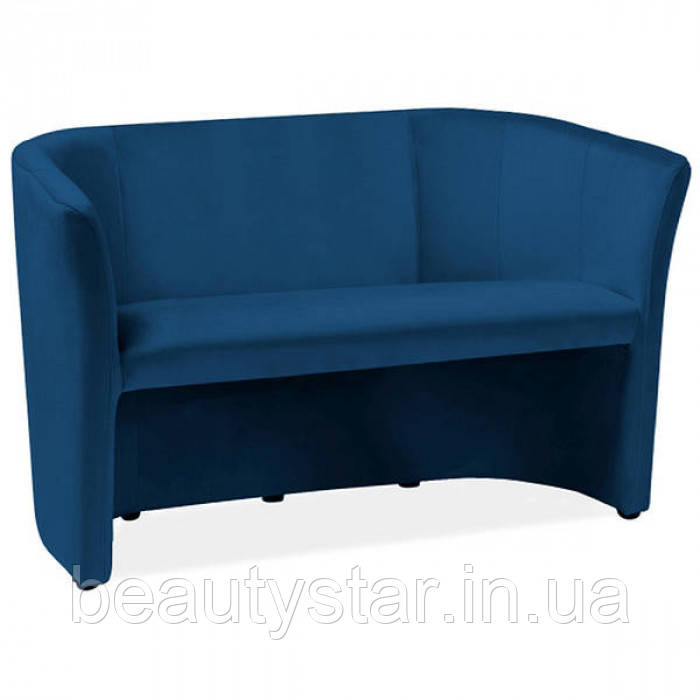 Офісний диван TM-2 VELVET темно-синій софа для зони прийому клієнтів салону готелю, фото 1