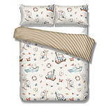 Сатин "Ведмедики в корабликах" на бежевому фоні № SK-160-014a, фото 4