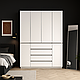 Розпашна біла чотирьохдверна шафа 160 см у спальню з полицями, шухлядами та штангою для одягу FLASHNIKA HOLD №47, фото 2