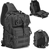 Чоловічий тактичний рюкзак чорний невеликий однолямочний (50434), фото 5