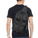 Чоловічий тактичний рюкзак чорний однолямочний (50434), фото 3