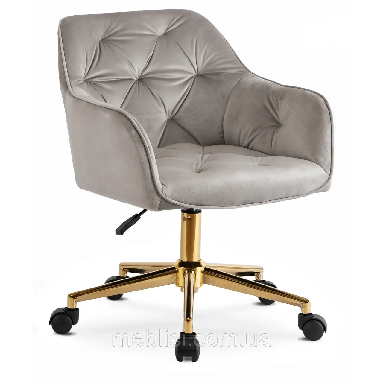Комп'ютерне кресло велюрове KONOR Velvet, Сірий / Золотий (MEBEL ELITE) ME.KONOR/P/ZL/V/FO