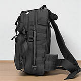Чоловічий тактичний рюкзак чорний невеликий однолямочний (50434), фото 2