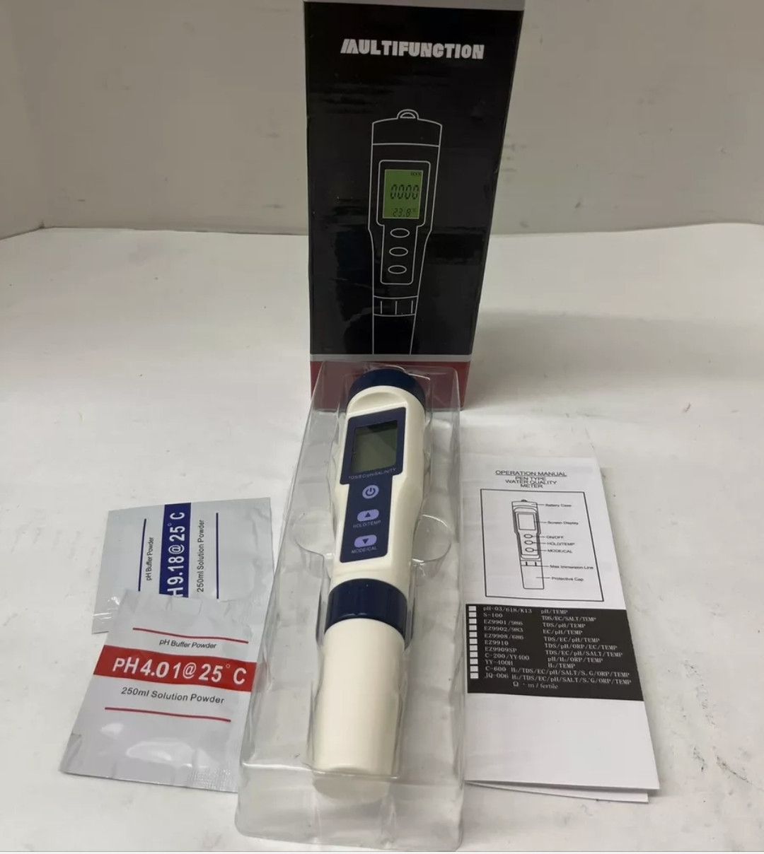 Багатофункціональний тестер якості води 5 в 1/ TDS+РН+EC+SALT+TEMP