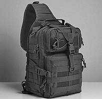 Чоловічий тактичний рюкзак чорний однолямочний (50434)